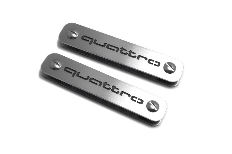Stainless Steel Floor Mats Emblems Set Badges for Audi with Quattro Logo Car Mats Badges Decoin