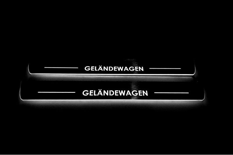 Mercedes G-Class W464 2018+ LED Door Sills PRO With Geländewagen Logo Mercedes Led Door Sills opdesign