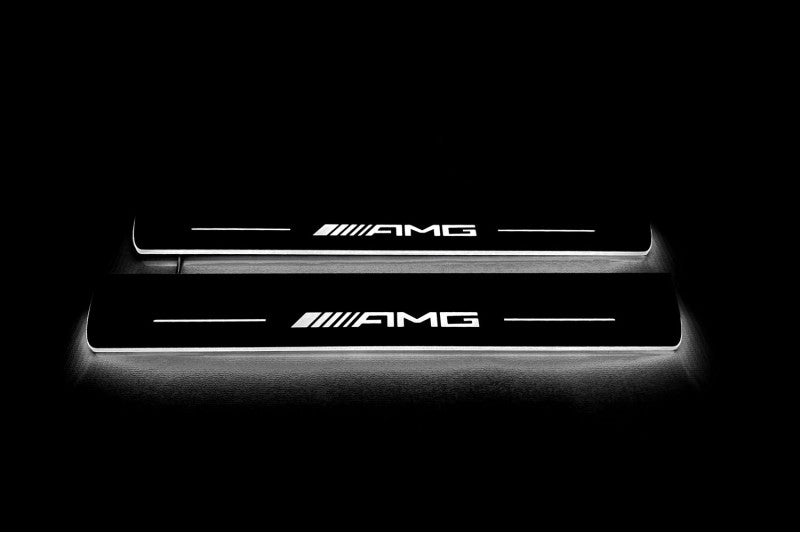 Mercedes E W213 2016-2023 Auto Door Sills With Logo AMG Mercedes Led Door Sills opdesign
