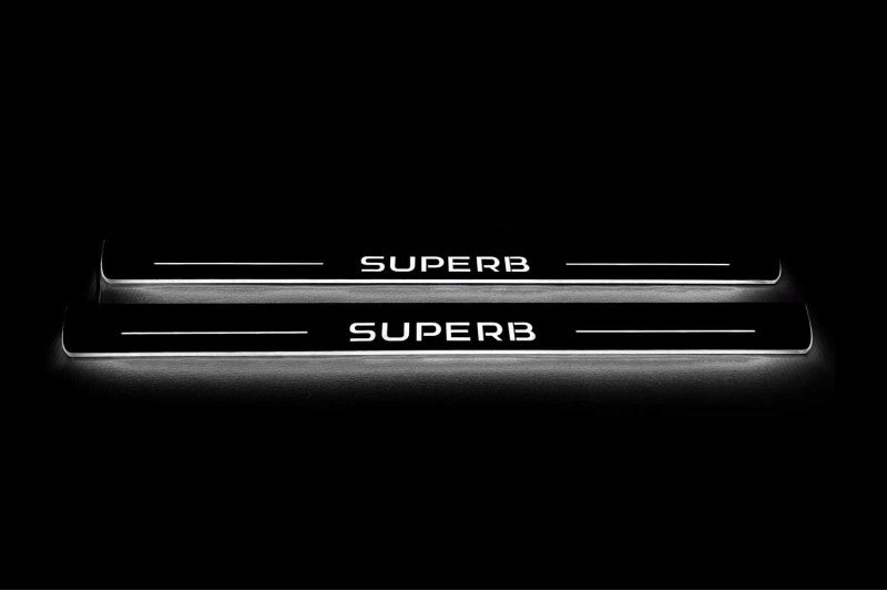 Skoda SuperB III 2015-2023 Door Sill Led Plate With Logo SuperB Skoda Led Door Sills opdesign