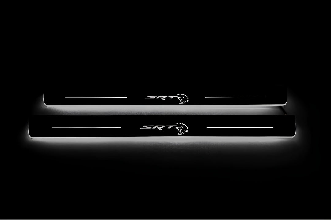 Chrysler 300C II 2011+ Door Sill Led Plate With SRT HELLCAT Logo Chrysler Led Door Sills opdesign