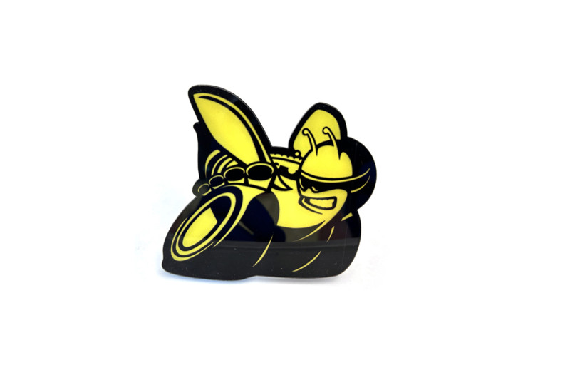 Dodge Challenger trunk rear emblem between tail lights with Scat Pack logo (Type 5) Dodge emblems decoinfabric BLACK YELLOW
