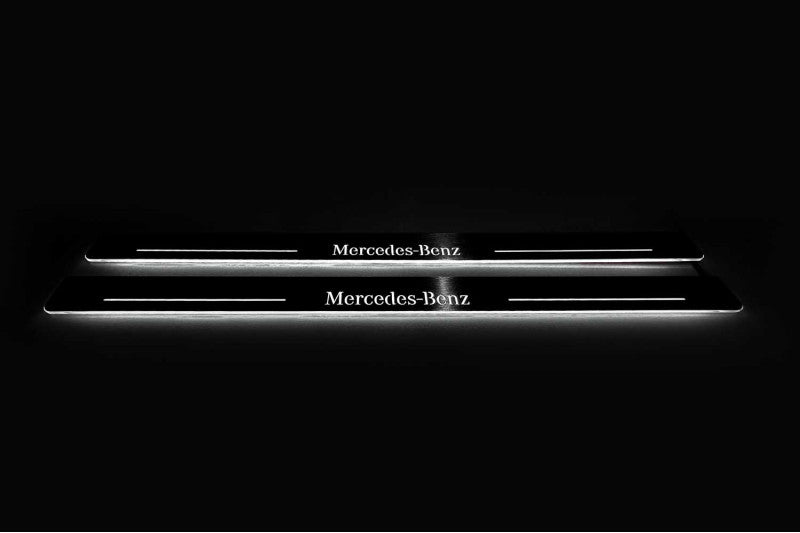 Mercedes CLK W209 2001-2009 Door Sill Led Plate With Mercedes-Benz Logo Mercedes Led Door Sills opdesign