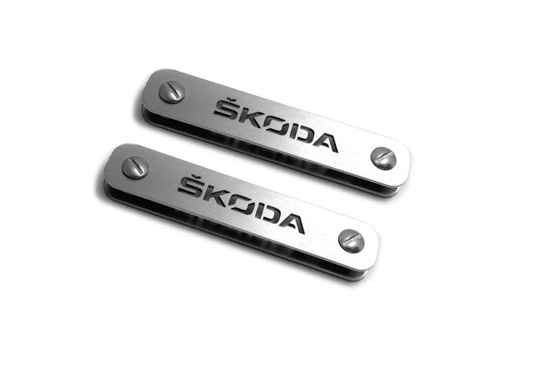 Stainless Steel Floor Mats Emblems Set Badges with Skoda Logo Car Mats Badges Decoin