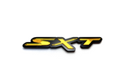 Dodge tailgate trunk rear emblem with SXT logo Dodge emblems decoinfabric BLACK GOLD MIRROR