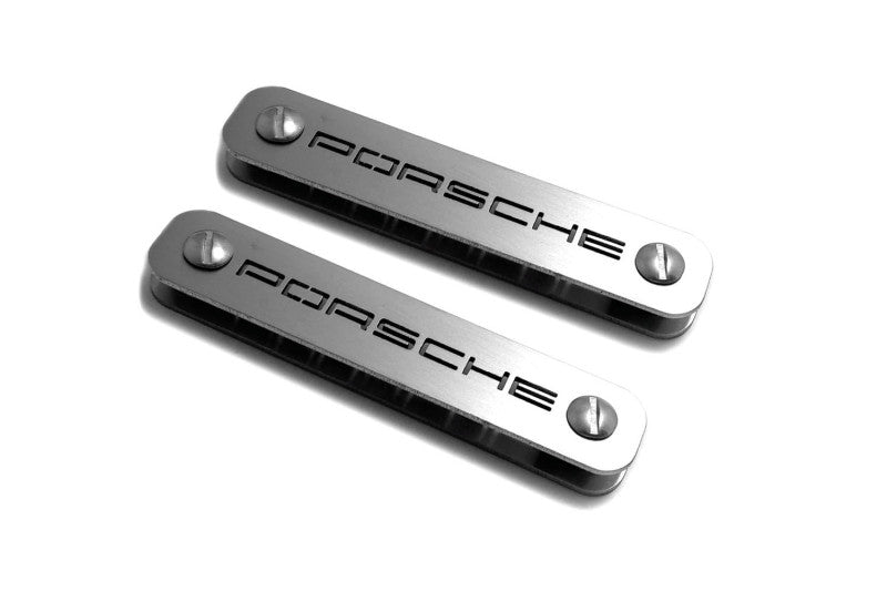 Stainless Steel Floor Mats Emblems Set Badges with Porsche Logo Car Mats Badges Decoin
