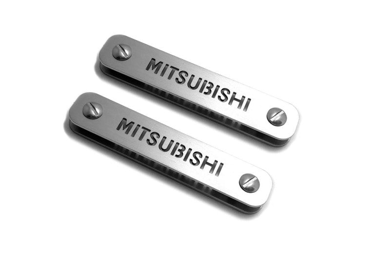 Stainless Steel Floor Mats Emblems Set Badges with Mitsubishi Logo Car Mats Badges Decoin