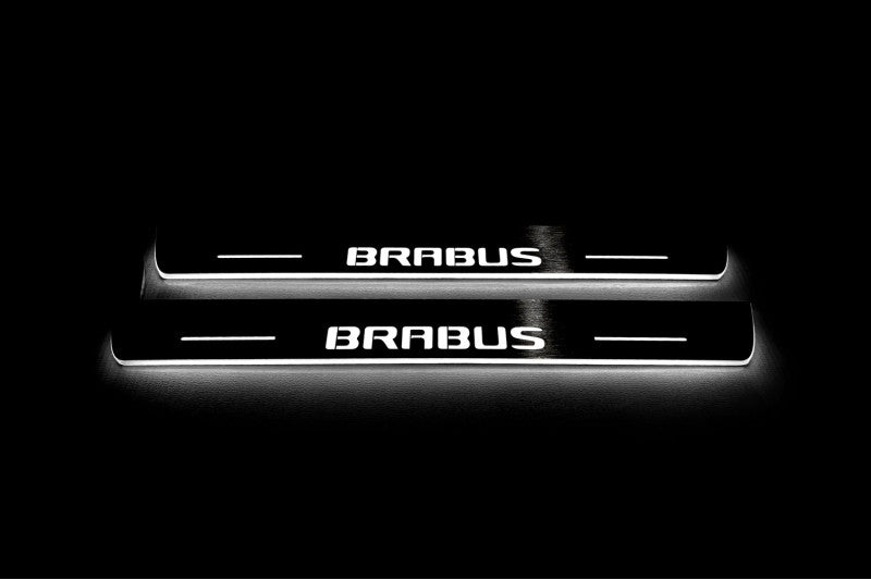 Mercedes C W205 2014-2021 LED Door Sills PRO With Brabus Logo Mercedes Led Door Sills opdesign