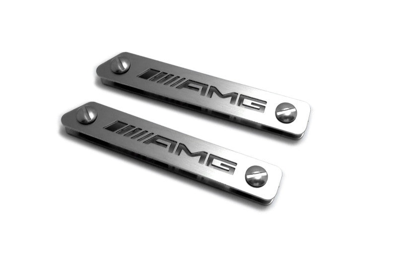 Stainless Steel Floor Mats Emblems Set Badges with Mercedes AMG Logo Car Mats Badges Decoin