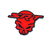 Dodge Challenger trunk rear emblem between tail lights with SRT Skull logo Dodge emblems decoinfabric BLACK RED