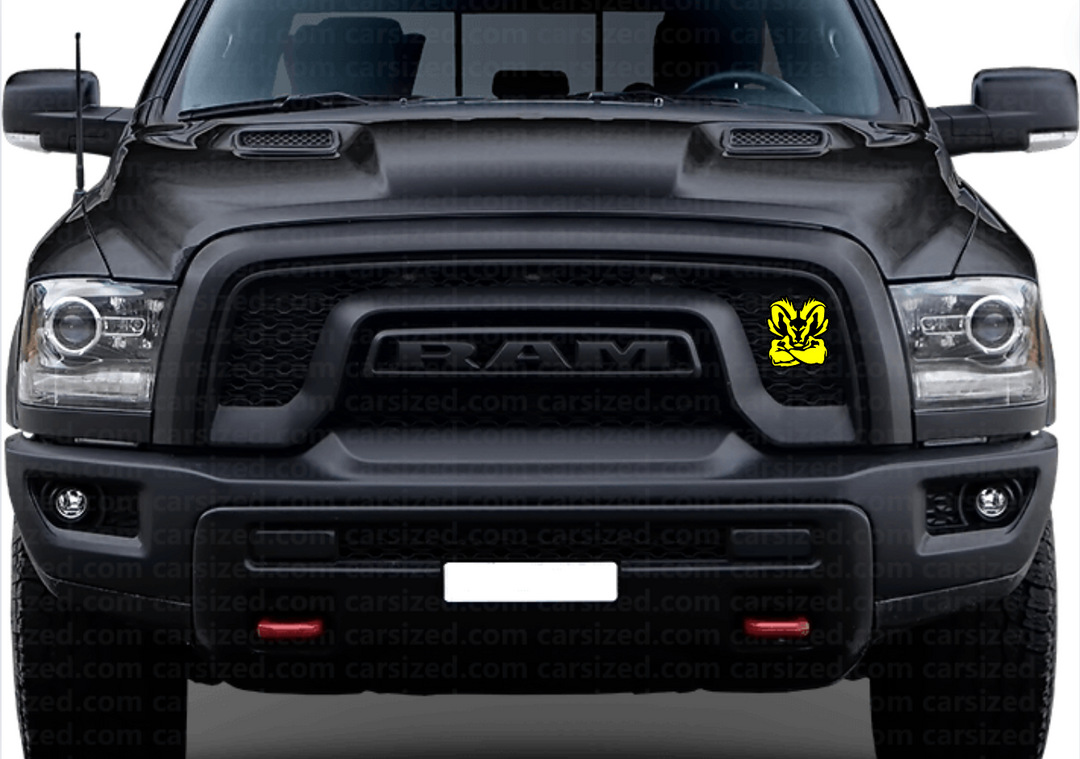 DODGE Radiator grille emblem with Strong Ram logo Dodge emblems decoinfabric BLACK YELLOW