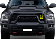 DODGE Radiator grille emblem with Strong Ram logo Dodge emblems decoinfabric BLACK YELLOW