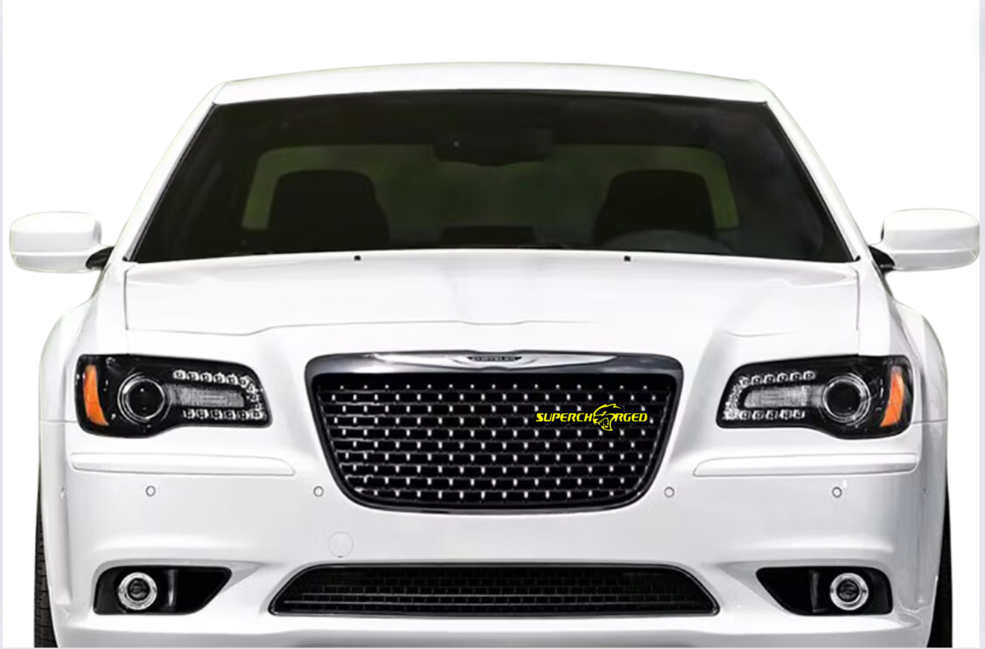 Chrysler Emblem & Badge Set - Grille and Tailgate Supercharged + Hellcat logo Chrysler emblems decoinfabric