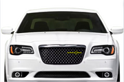 Chrysler Radiator grille emblem with Supercharged + Hellcat logo Chrysler emblems decoinfabric BLACK WHITE