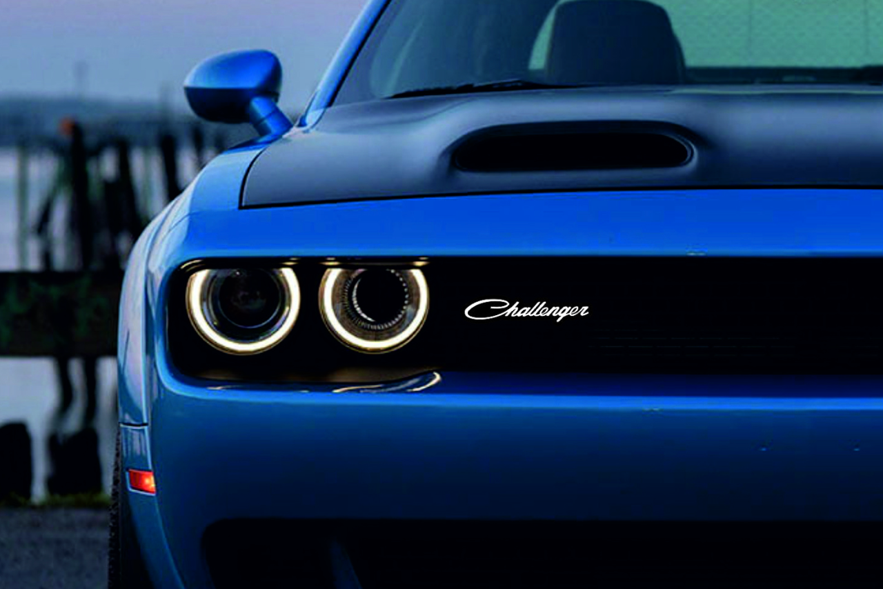 Dodge Emblem & Badge Set - Grille and Tailgate Challenger logo (Big Size) Dodge emblems decoinfabric WHITE