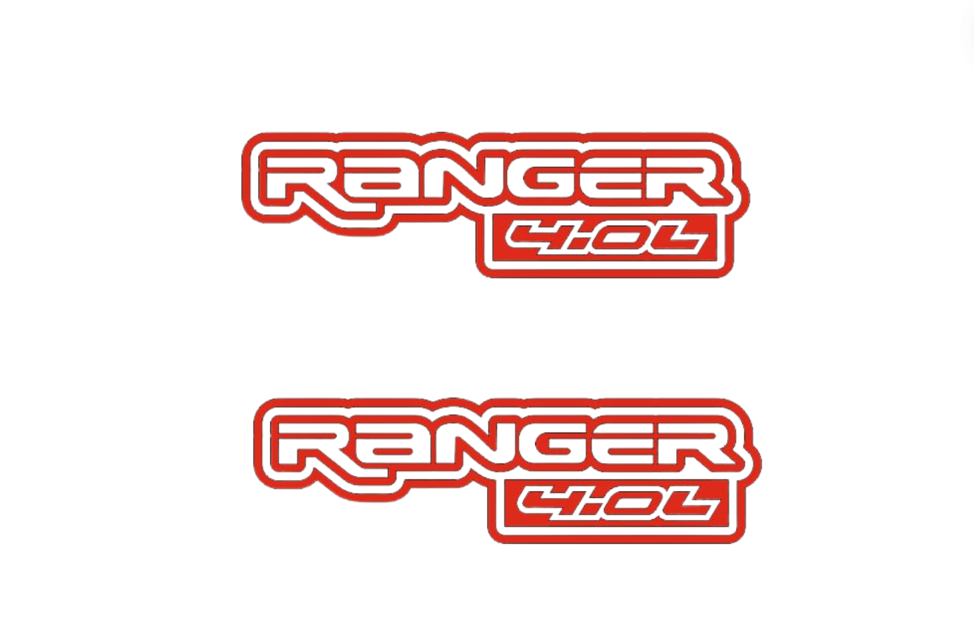 Ford Ranger Emblem & Badge Set - Grille and Tailgate Ranger 4.0L logo Ford emblems decoinfabric RED