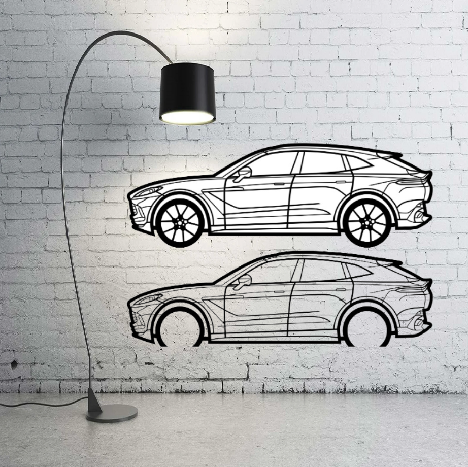 Metal Car Wall art Decor Aston Martin DBX 2020+ (type SIDE) Aston Martin Wall Art Decoin Fabric