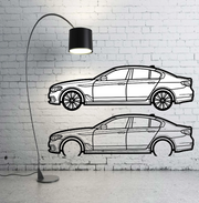 Metal Car Wall art Decor BMW 5 G30 4D 2017-2023 (type SIDE) BMW Wall Art Decoin Fabric