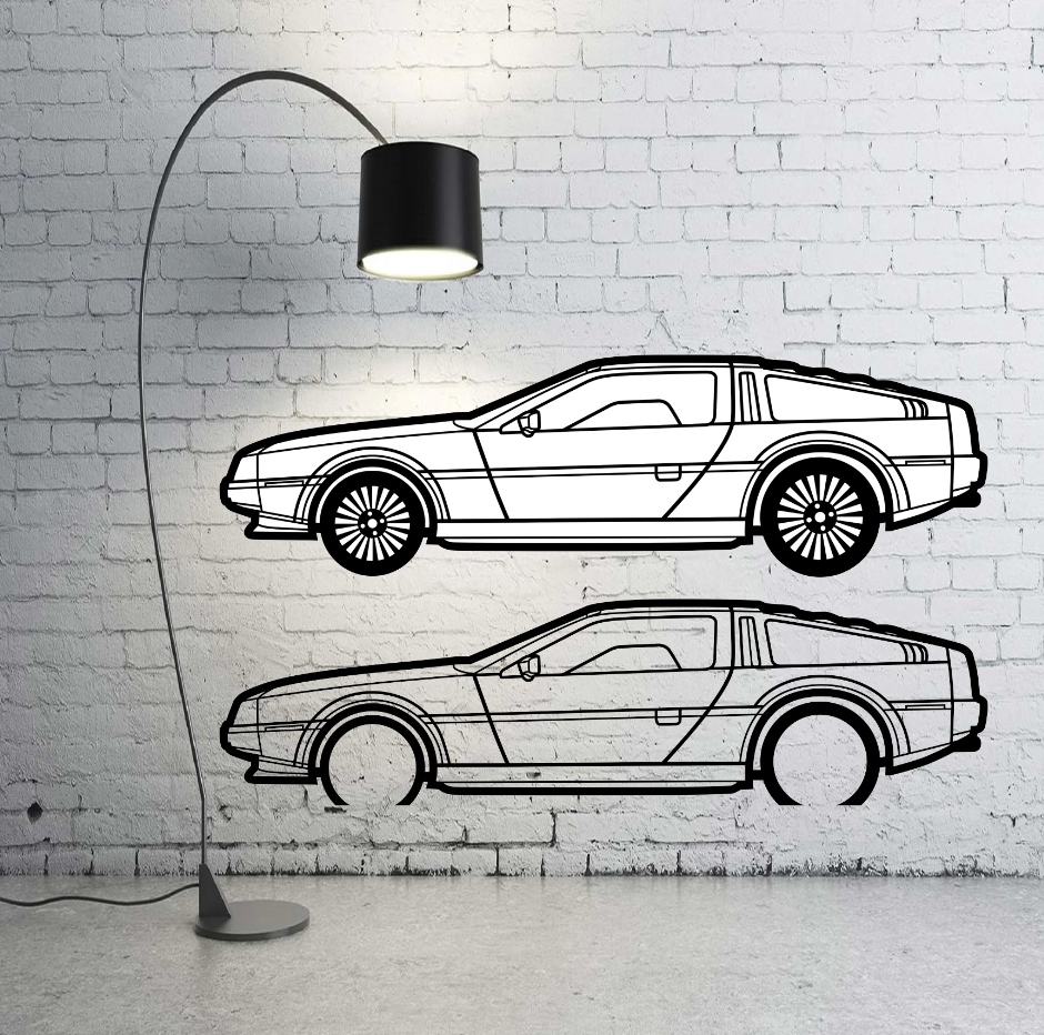 Metal Car Wall art Decor DeLorean DMC-12 1981-1983 (type SIDE) wall Decoin Fabric