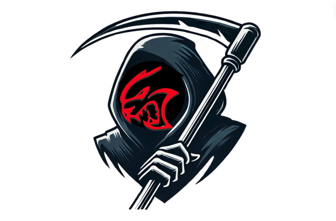 Dodge Radiator grille emblem with Hellcat Grim Reaper logo Dodge emblems decoinfabric