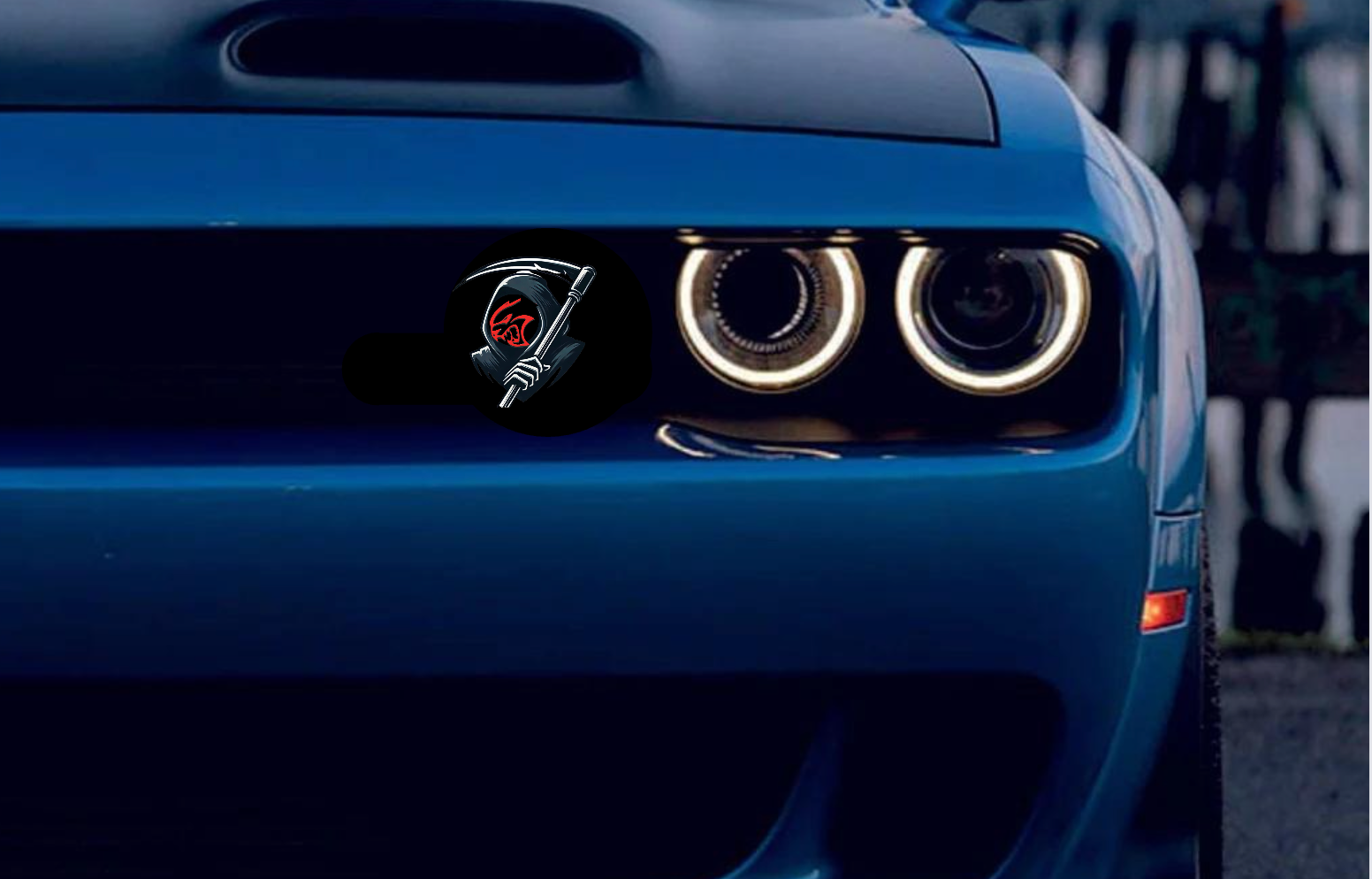 DODGE Radiator grille emblem with Hellcat Grim Reaper logo