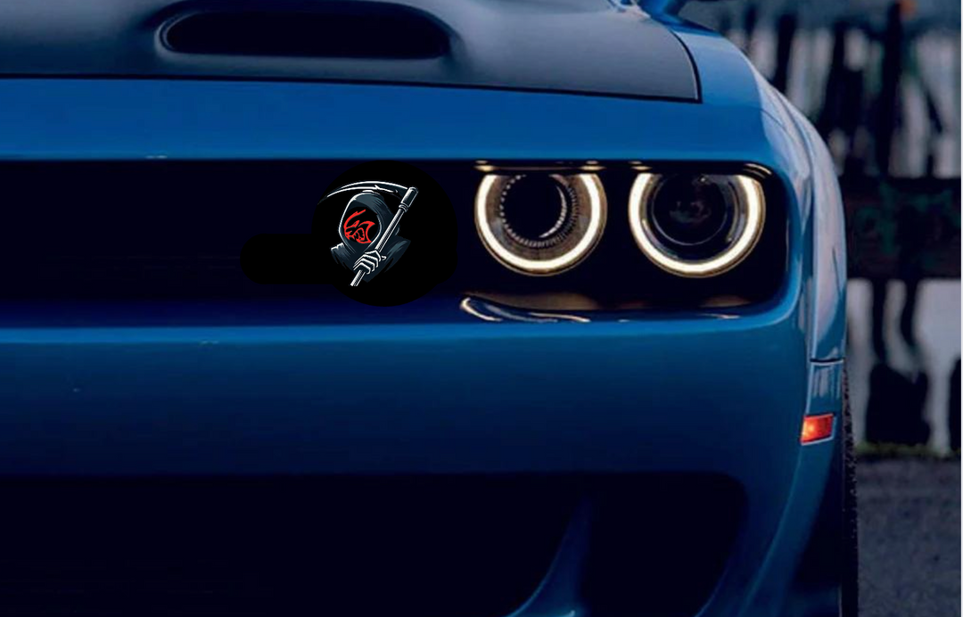 Dodge Radiator grille emblem with Hellcat Grim Reaper logo Dodge emblems decoinfabric