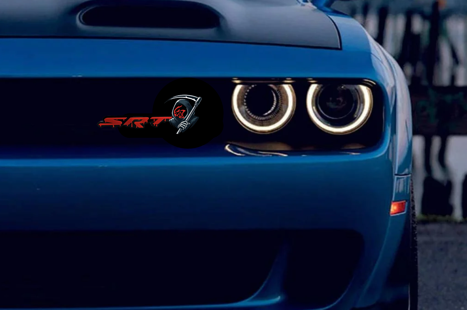 DODGE Radiator grille emblem with SRT Hellcat Grim Reaper logo