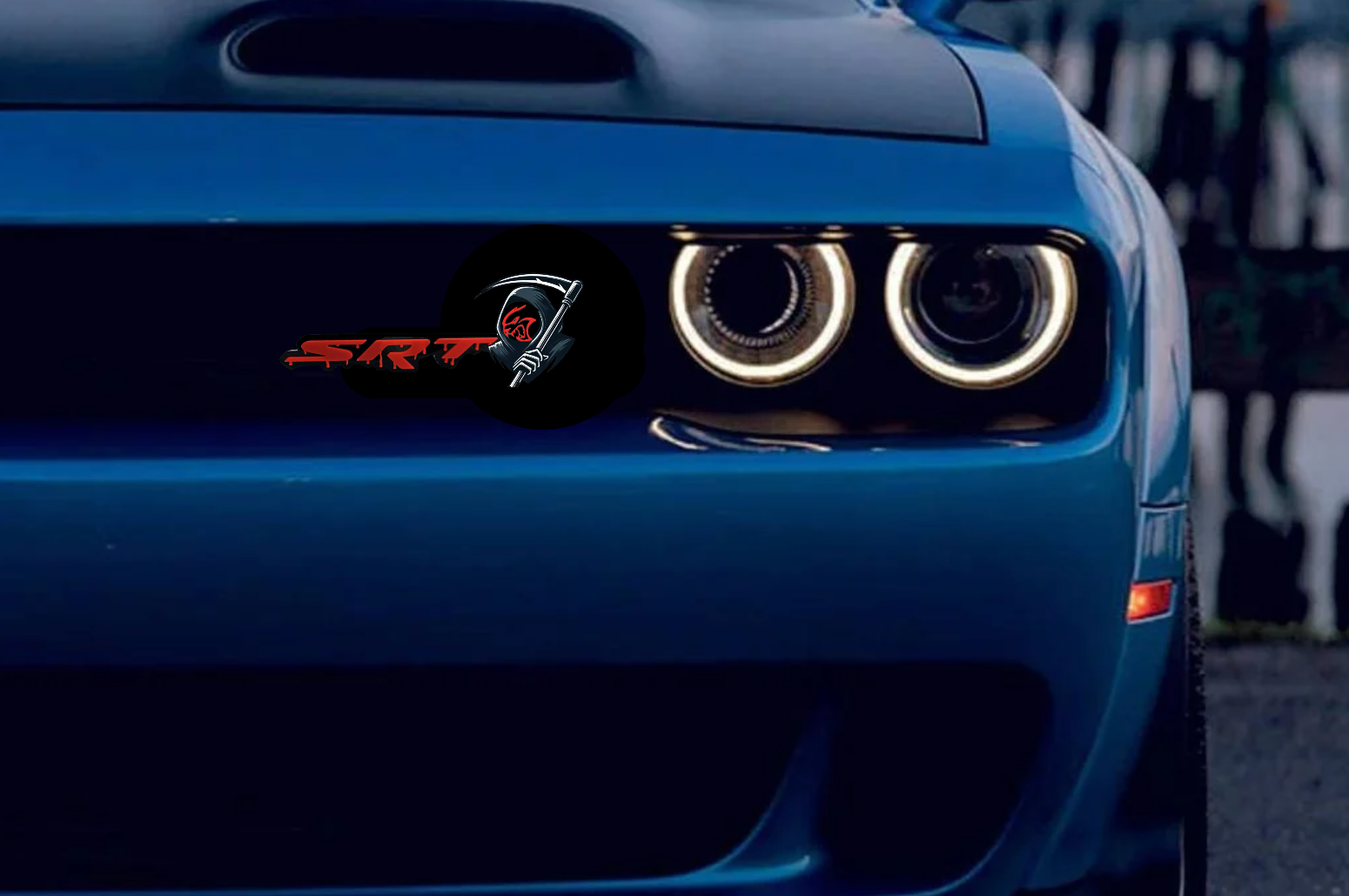 Dodge Emblem & Badge Set - Grille and Tailgate SRT Hellcat Grim Reaper logo Dodge emblems decoinfabric
