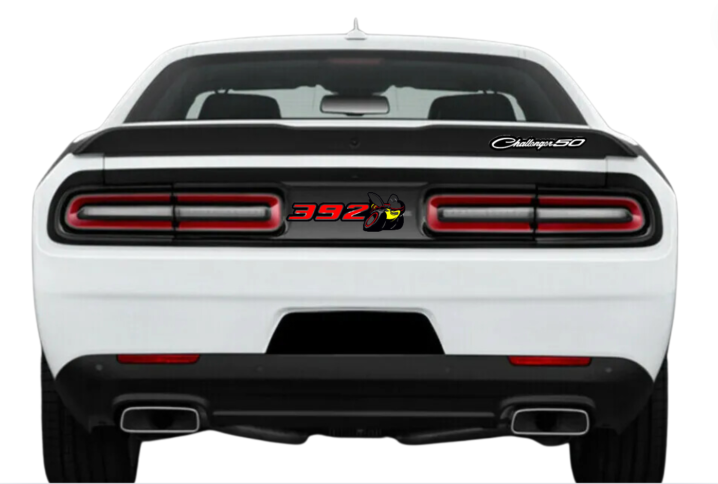 Dodge Challenger trunk rear emblem between tail lights with 392 Scat Pack logo