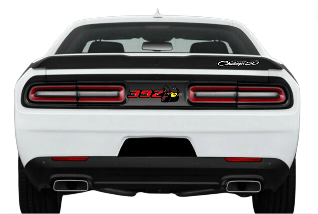 Dodge Challenger trunk rear emblem between tail lights with 392 Scat Pack logo Dodge emblems decoinfabric