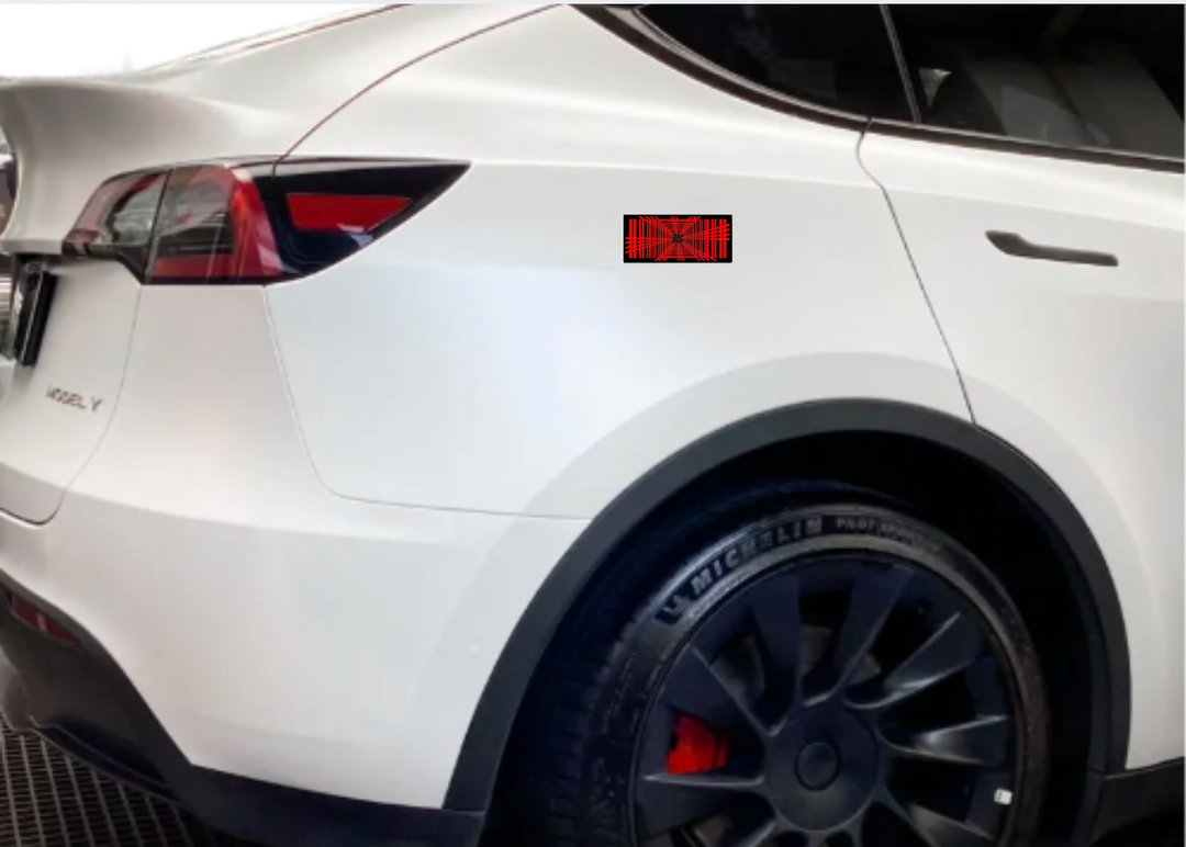 Tesla emblem for fenders with Plaid logo Tesla emblems decoinfabric