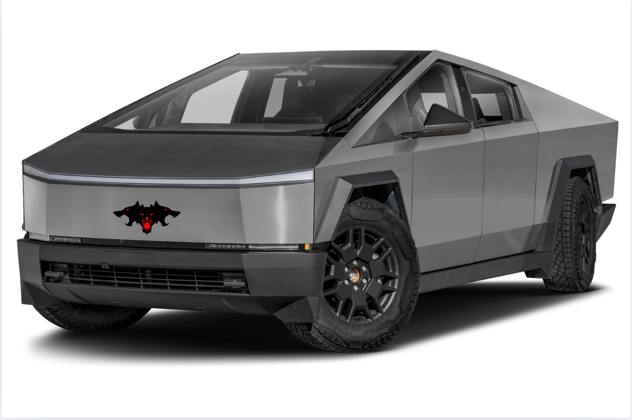 Tesla Emblem & Badge Set - Grille and Tailgate Cyberbeast logo (Big Size) Tesla emblems decoinfabric