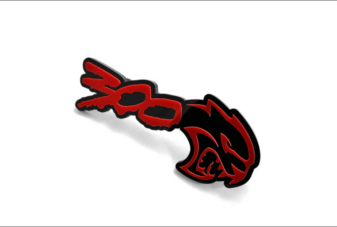 Chrysler 300C II radiator grille emblem with 300 + Hellcat logo (type 2) Chrysler emblems decoinfabric