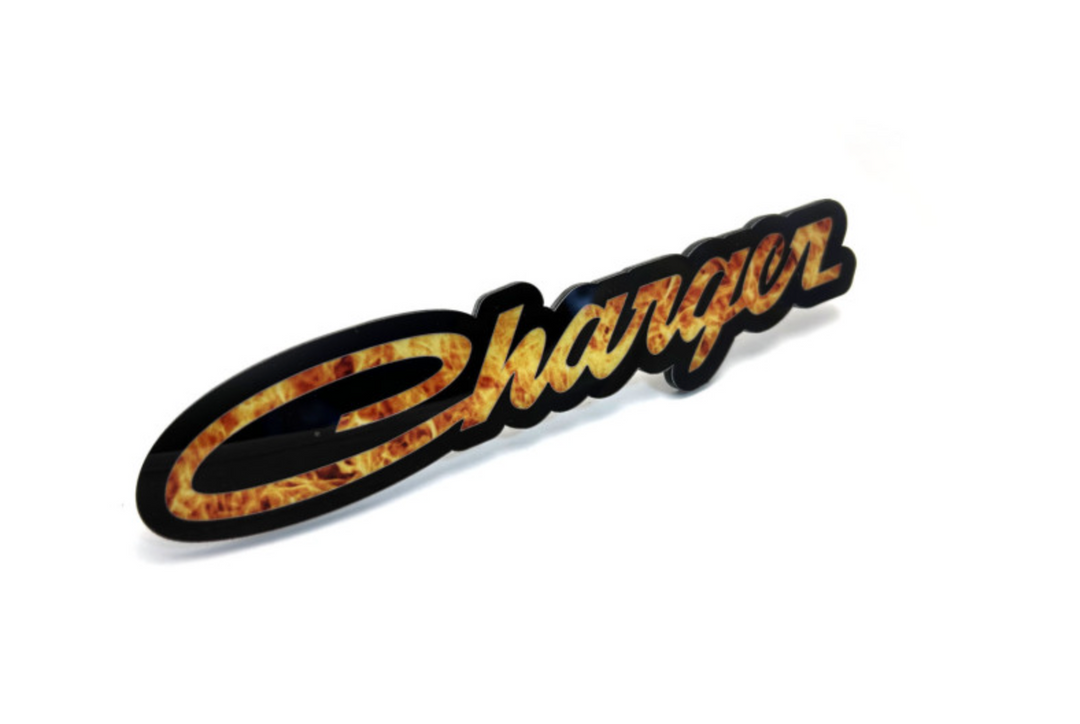 Dodge Charger Radiator grille emblem with Charger Fire logo Dodge emblems decoinfabric