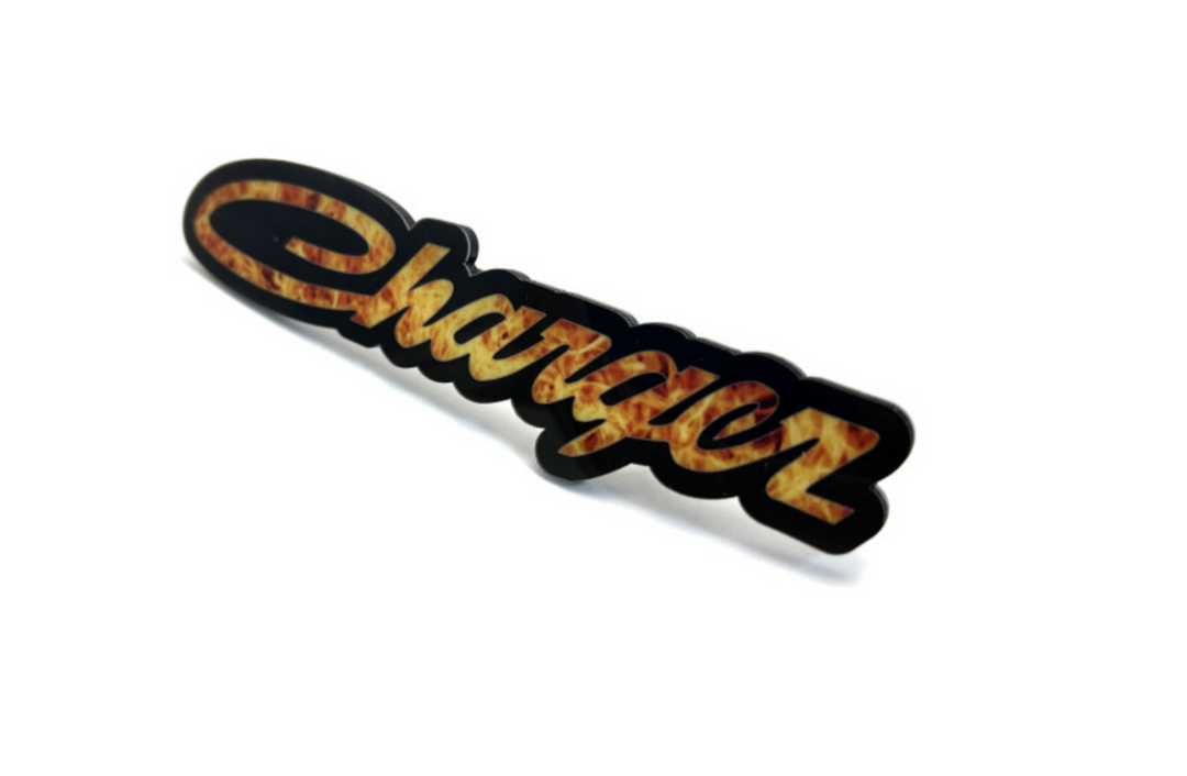 Dodge Charger Radiator grille emblem with Charger Fire logo Dodge emblems decoinfabric
