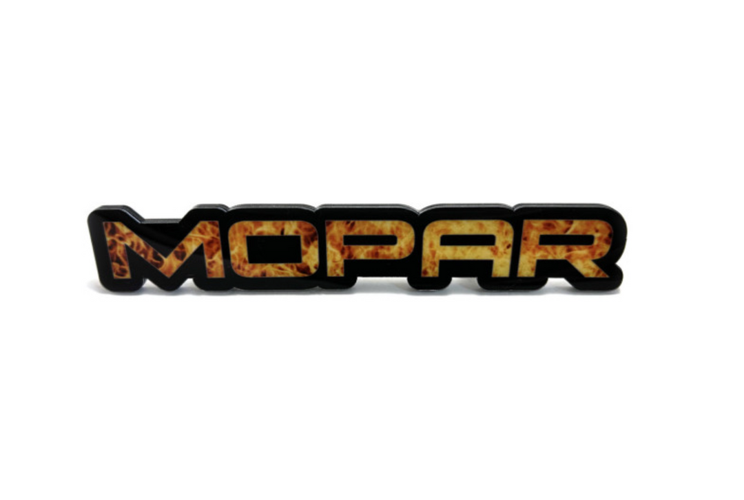 Dodge tailgate trunk rear emblem with Mopar Fire logo Dodge emblems decoinfabric