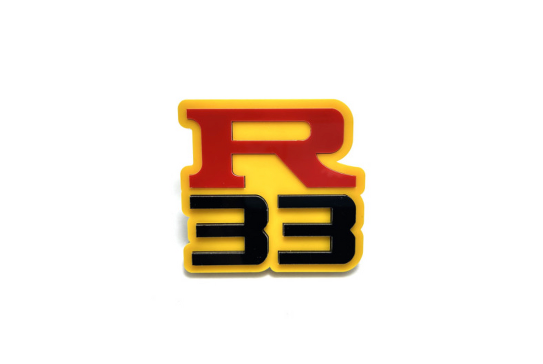 Nissan Skyline Radiator grille emblem with R33 logo Nissan emblems decoinfabric