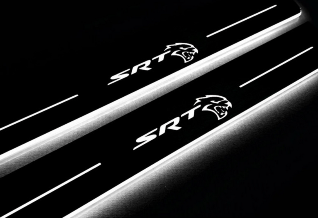 Dodge Durango III 2011+ Door Sill Led Plate With SRT HELLCAT Logo Dodge Led Door Sills opdesign