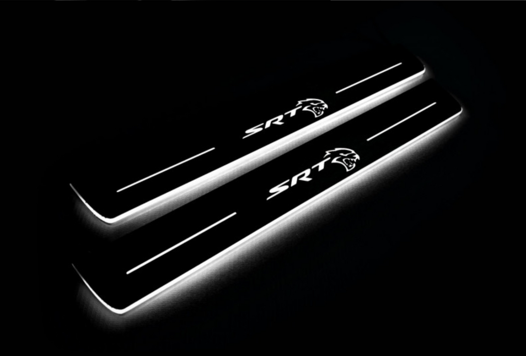Dodge Durango III 2011+ Door Sill Led Plate With SRT HELLCAT Logo Dodge Led Door Sills opdesign