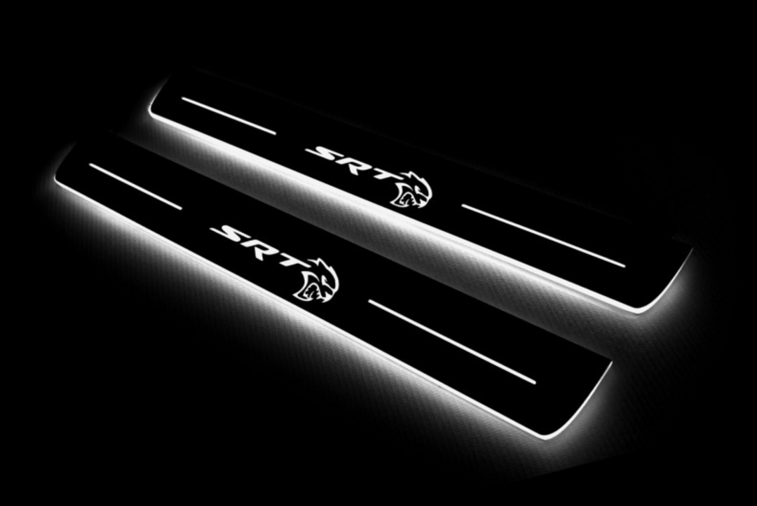 Dodge Durango III 2011+ Door Sill Led Plate With SRT HELLCAT Logo Dodge Led Door Sills opdesign