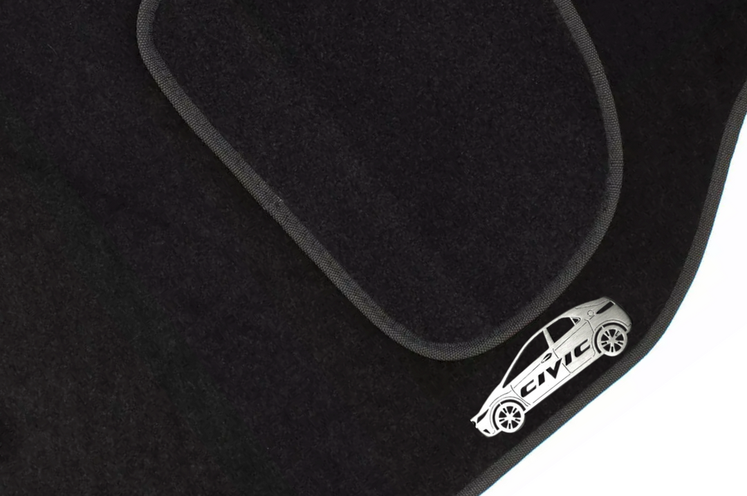 Honda Civic 5D (2006-2012) Floor Mat Emblem Set – Stainless Steel Badges Car Mats Badges Decoin