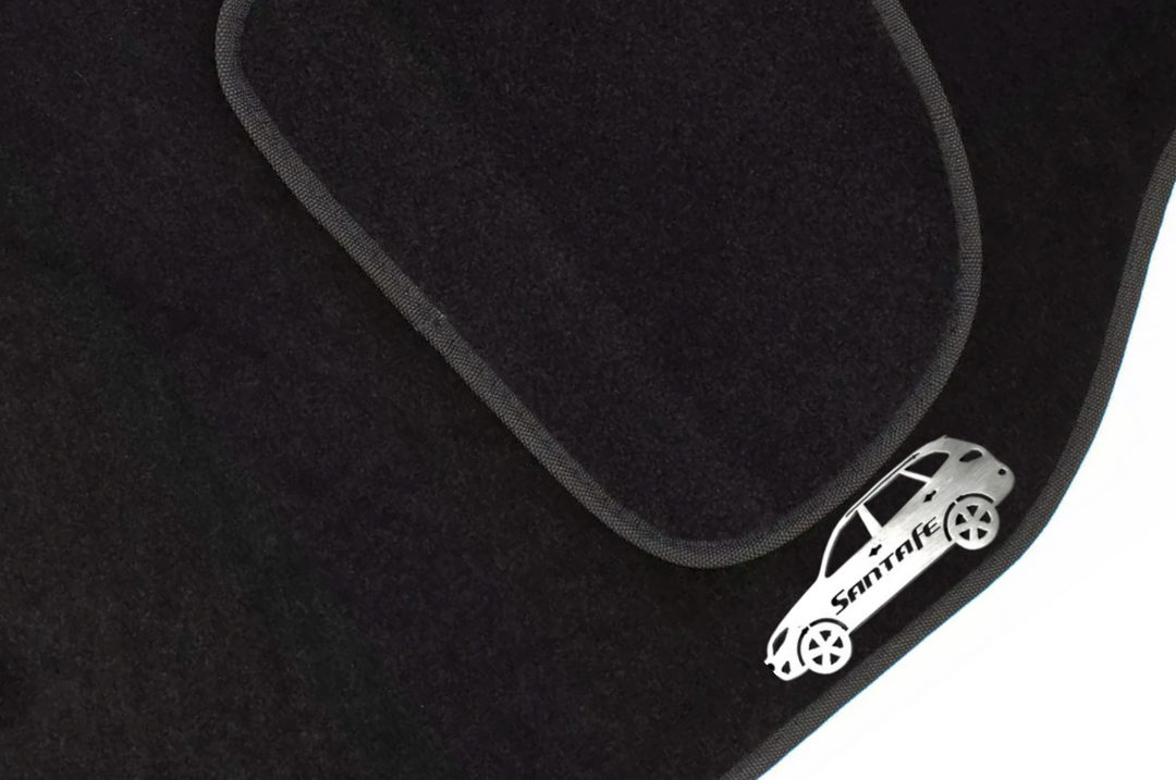 Hyundai SantaFe II (2006-2012) Floor Mat Emblem Set – Stainless Steel Badges Car Mats Badges Decoin