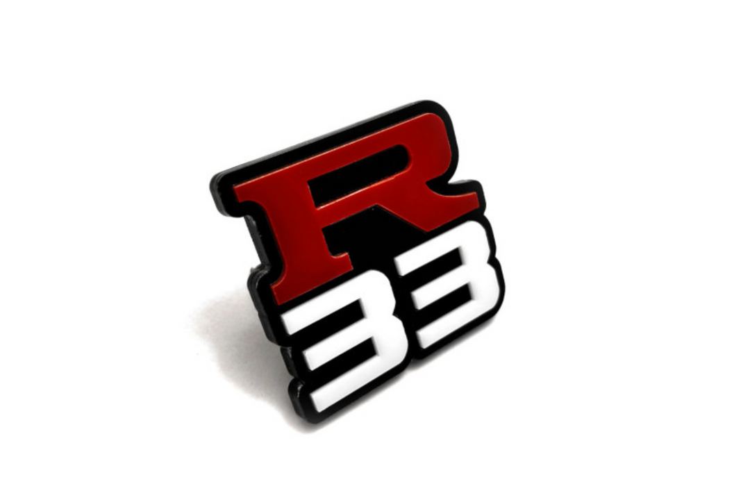 Nissan Skyline Radiator grille emblem with R33 logo Nissan emblems decoinfabric
