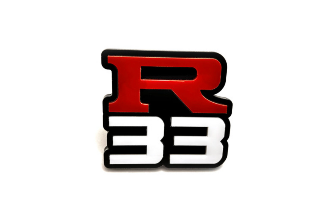 Nissan Skyline Radiator grille emblem with R33 logo Nissan emblems decoinfabric