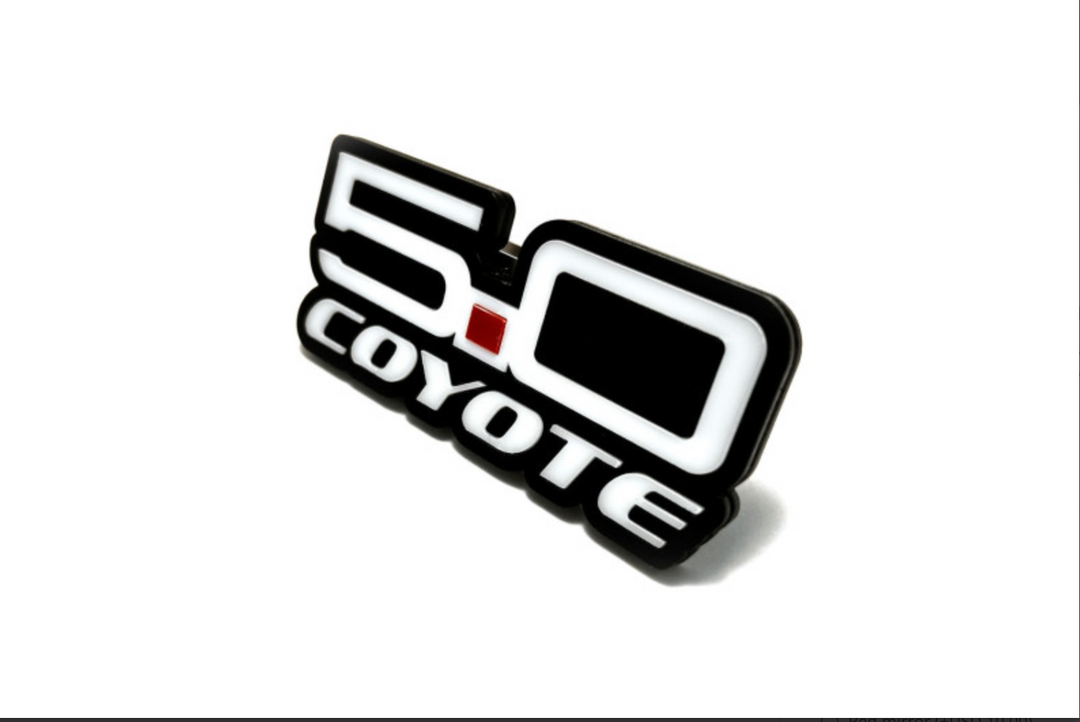 Ford Mustang Radiator grille emblem with 5.0 Coyote logo (type 3) Ford emblems decoinfabric