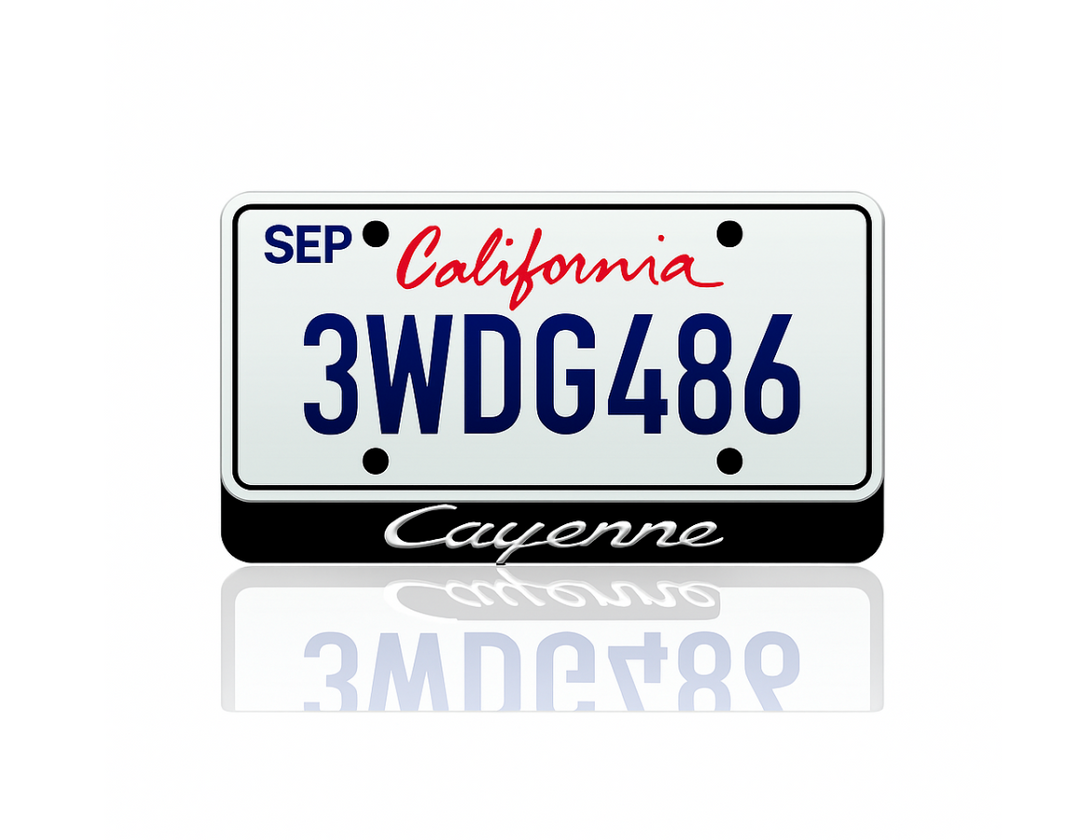 LED License Plate Badge for Porsche Cayenne – Illuminated Rear Emblem with Cayenne Script Logo LED License Plate Decoin