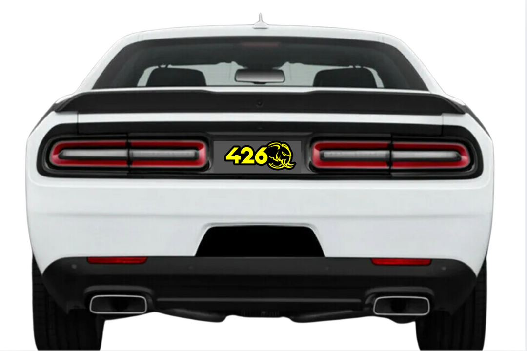 Dodge Challenger trunk rear emblem between tail lights with 426 Hellephant logo Dodge emblems decoinfabric
