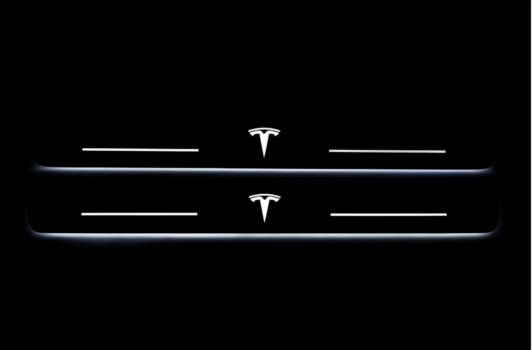 Tesla Model Y 2020+ LED Door Sills PRO With TESLA Logo Tesla Led Door Sills opdesign