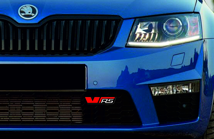 Skoda Radiator grille emblem with VRS logo (type 2) Skoda emblems decoinfabric