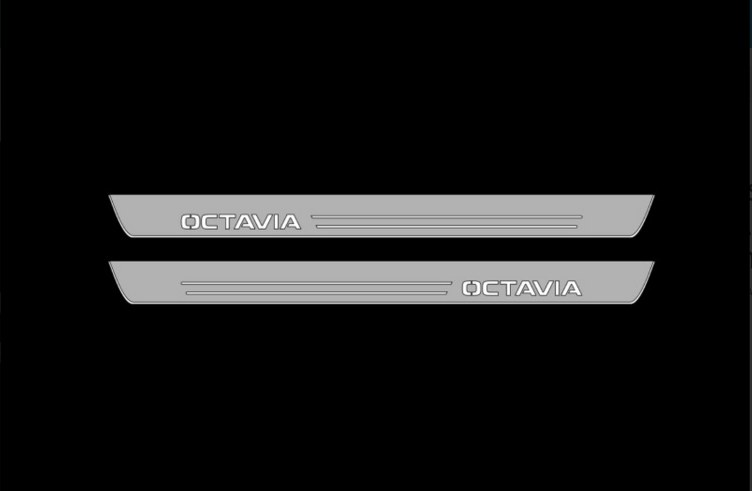 Skoda Octavia III (A7) 2013-2020 Auto Door Sills With Logo Skoda Skoda Led Door Sills opdesign